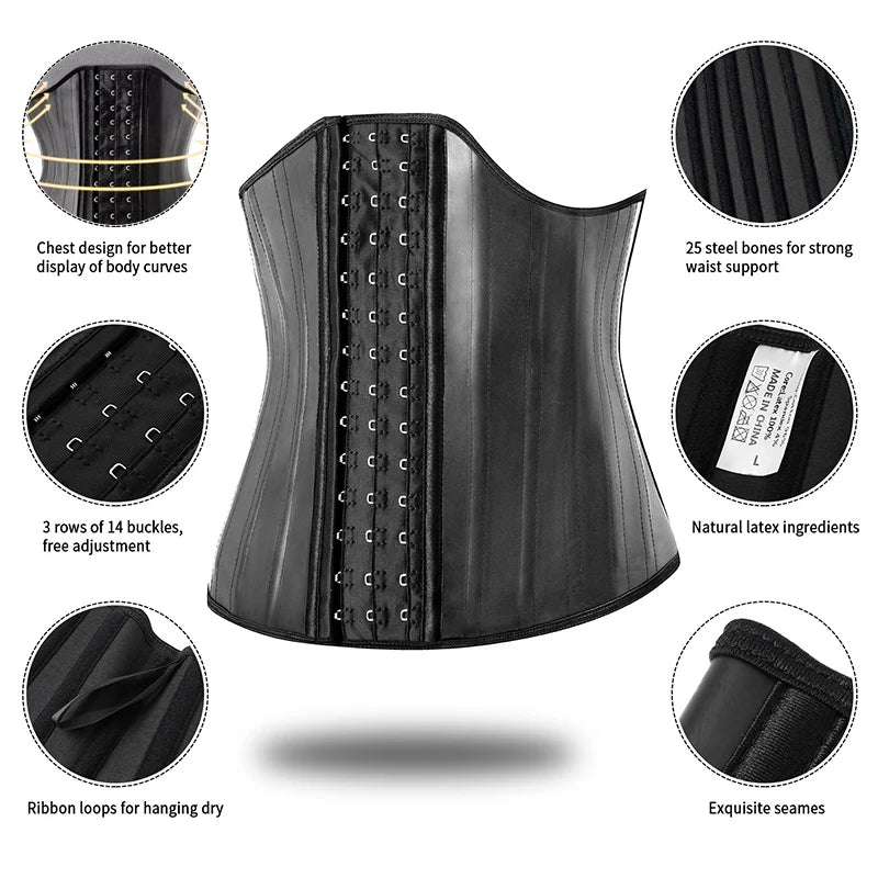 25 Steel Bone Latex Waist Trainer Corset | OWNLUXE