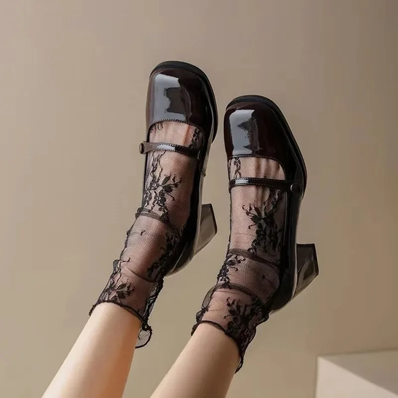 Floral Print Lace Mesh Socks | OWNLUXE
