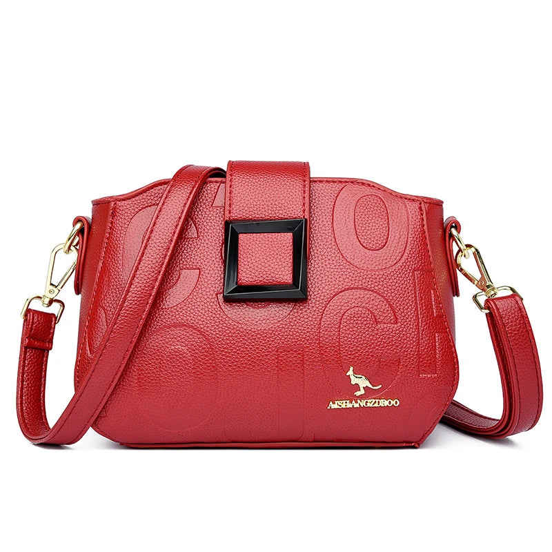 Geometric Flap Crossbody Bag – Microfiber Leather Shoulder Bag with Adjustable Strap
