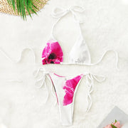 3-Piece High-Waist Bandeau Bikini Set – Printed Beachwear