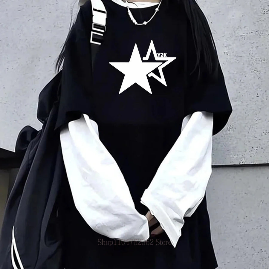 Graphic Long-Sleeve Vintage Relaxed-Fit Blouse | OWNLUXE