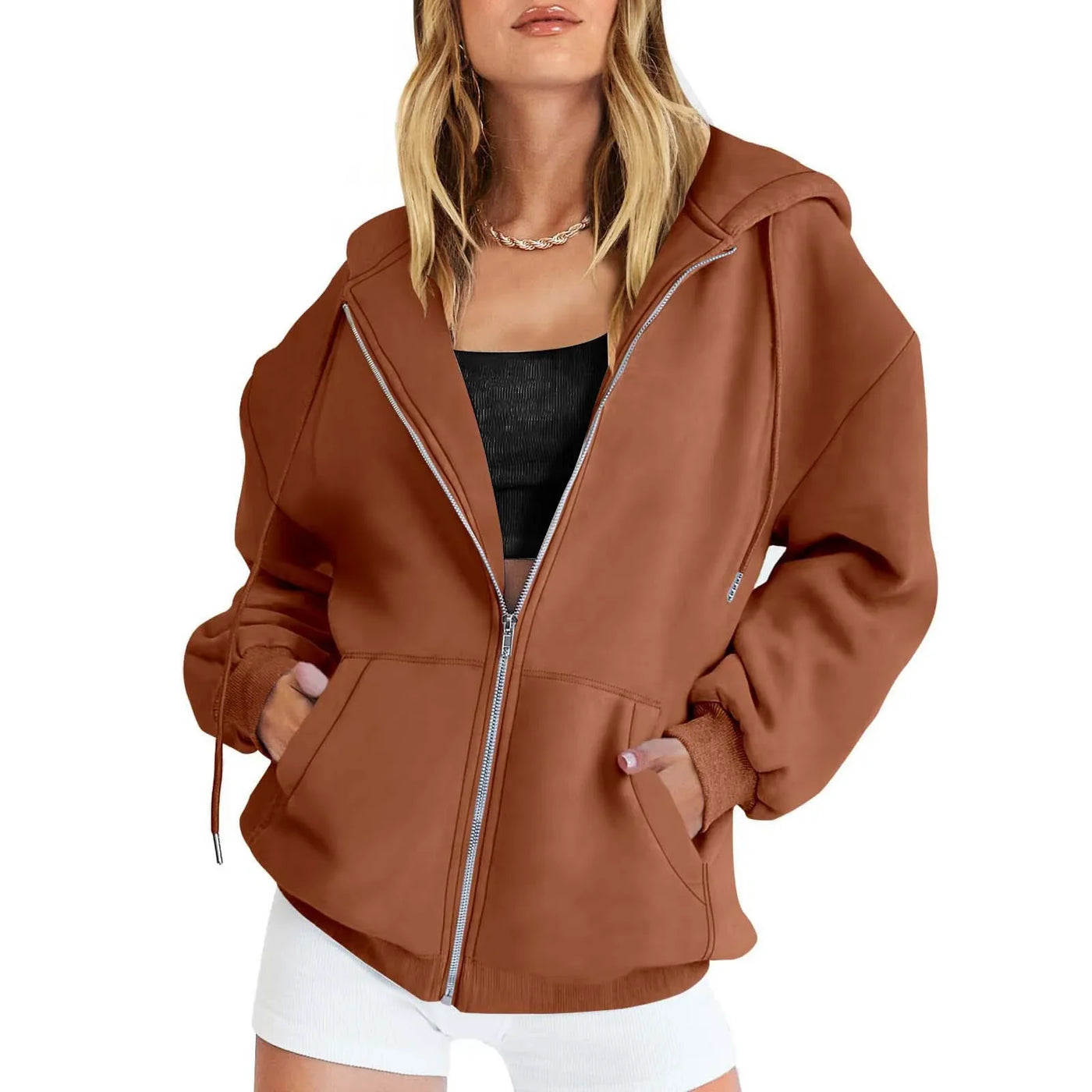 Zip-Up Pocket Long-Sleeve Jacket | OWNLUXE