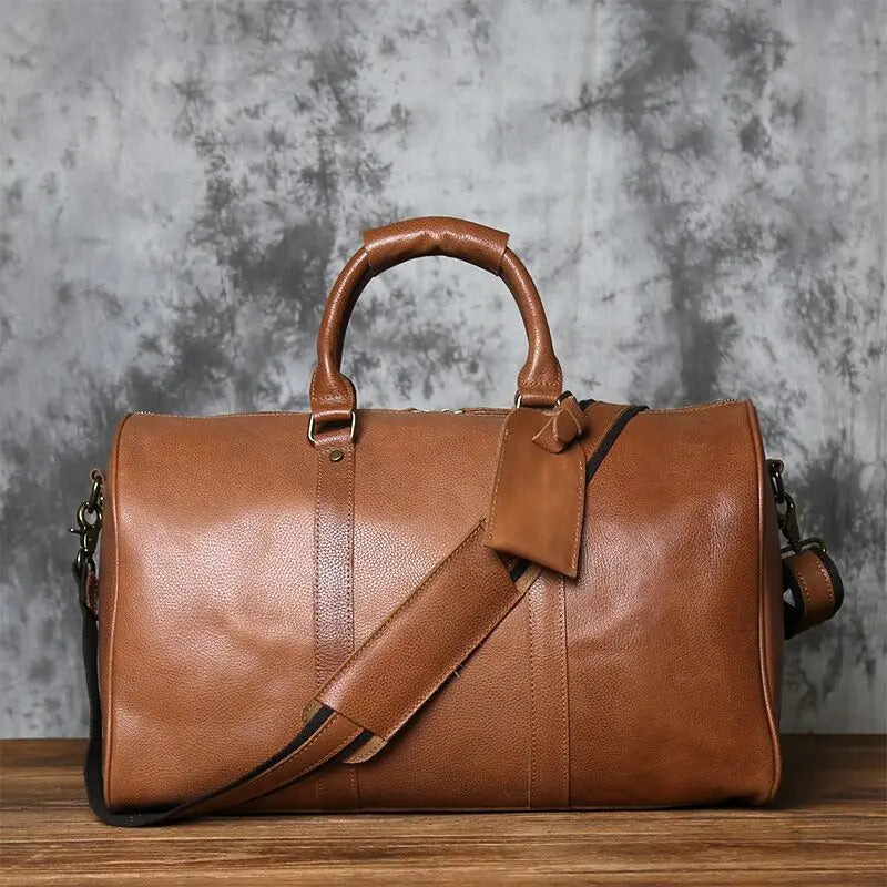 Genuine Leather Travel Duffel Bag – Cowhide Carryall