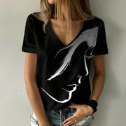 Digital Print V-Neck T-Shirt – Lightweight Summer Tee