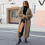 Load image into Gallery viewer, Women&#39;s Faux Fur Long Coat – Warm Plus Size Winter Jacket, Open Front, Flare Sleeve
