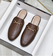 Women’s Chain Detail Flat Mules – Closed Toe Slides