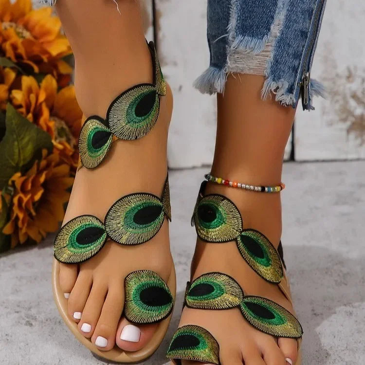 Plus-Size Yellow Embroidered Sandals – Shop at OWNLUXE