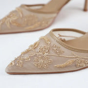 Women’s Floral Mesh Heeled Pumps – Lightweight & Chic