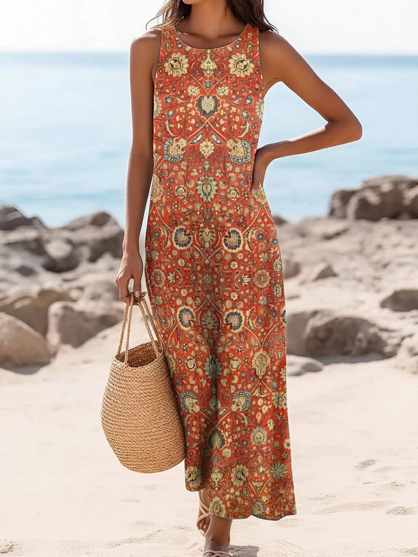 Round-Neck Maxi Dress | OWNLUXE