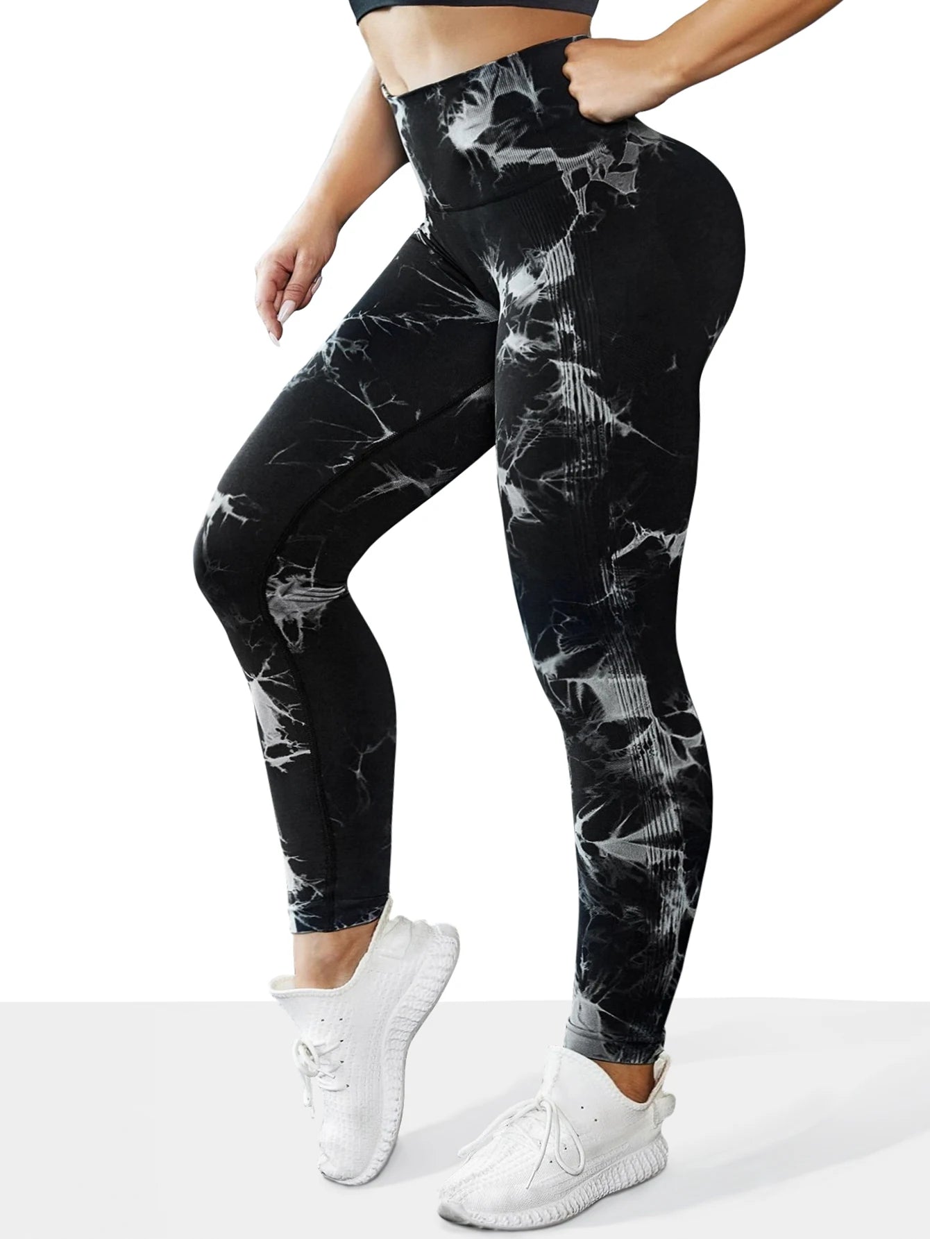 Tie-Dye Seamless High-Waist Yoga Tie-Front Leggings | OWNLUXE