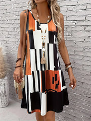 Floral Print Sleeveless Round-Neck Dress | OWNLUXE