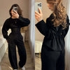 Women's Wide Leg Long-Sleeve Crew Neck Pants | OWNLUXE