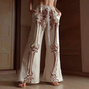 Women's 3D Cat Print Wide Leg Pants - Casual Straight Leg Trousers