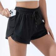 Relaxed-Fit Sport High-Waist Double-Layer Shorts | OWNLUXE