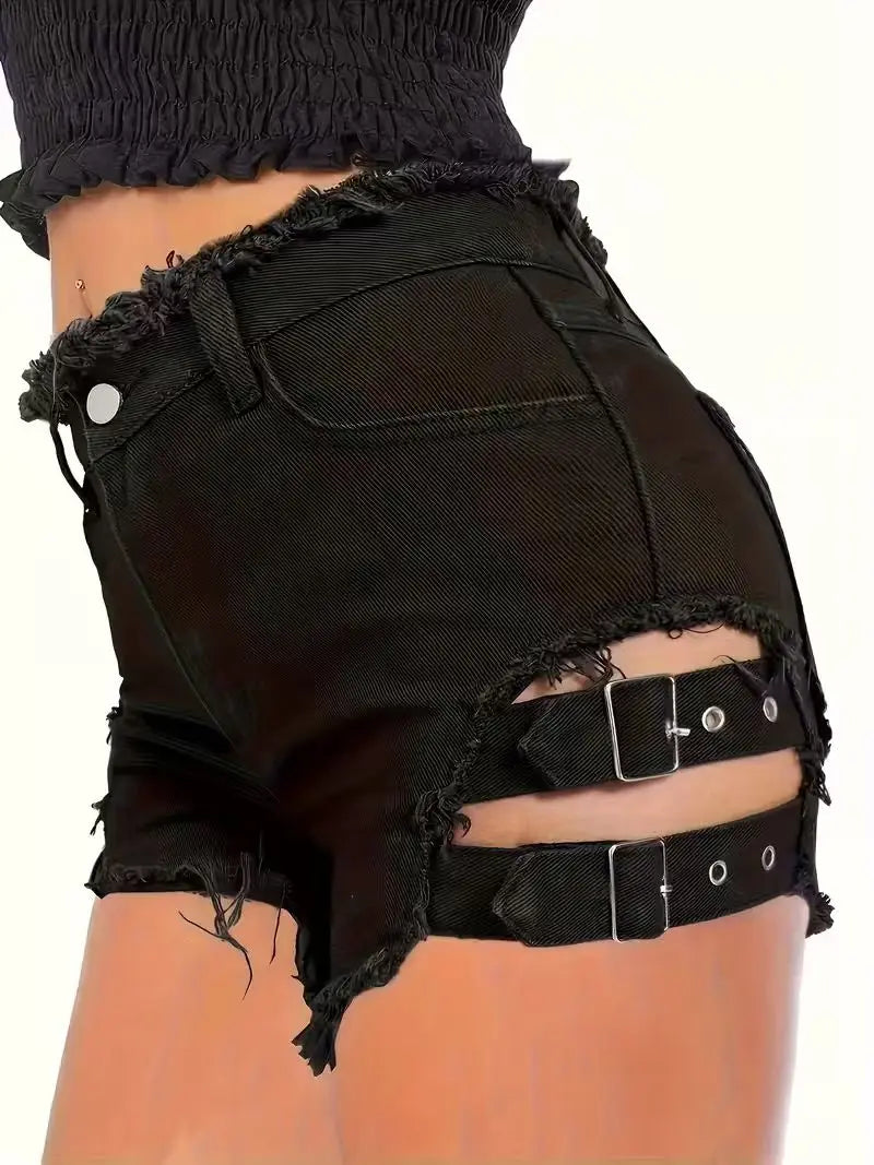 Women's Adjustable Denim Mini Shorts | OWNLUXE