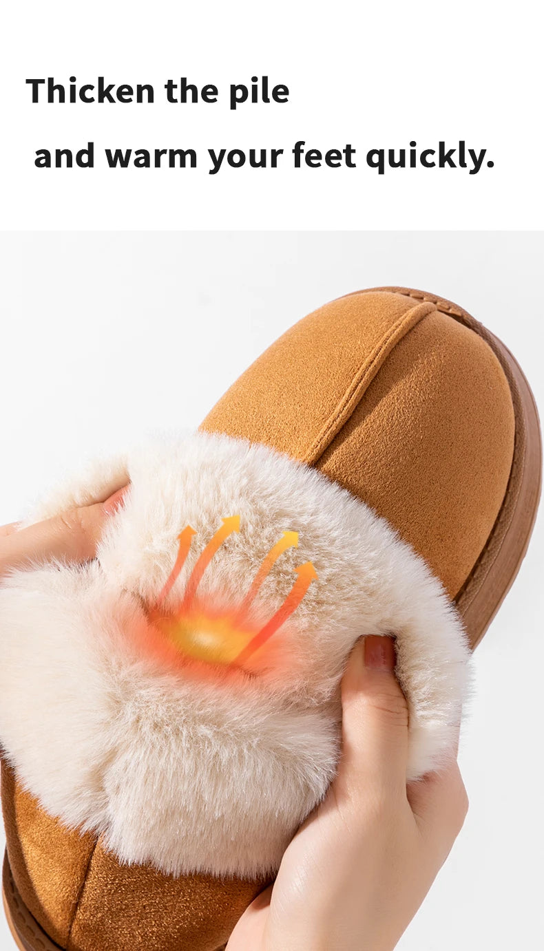 Women’s Plush Snow Boots – Faux Fur Winter Indoor Slippers