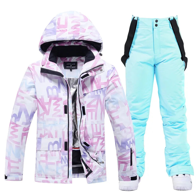 Women’s Thick Warm Ski Suit Set – Waterproof Winter Gear