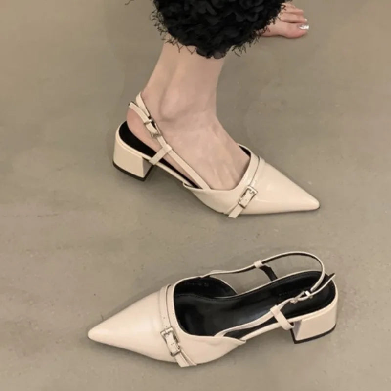Women's Beige/black Sandals Heels | OWNLUXE
