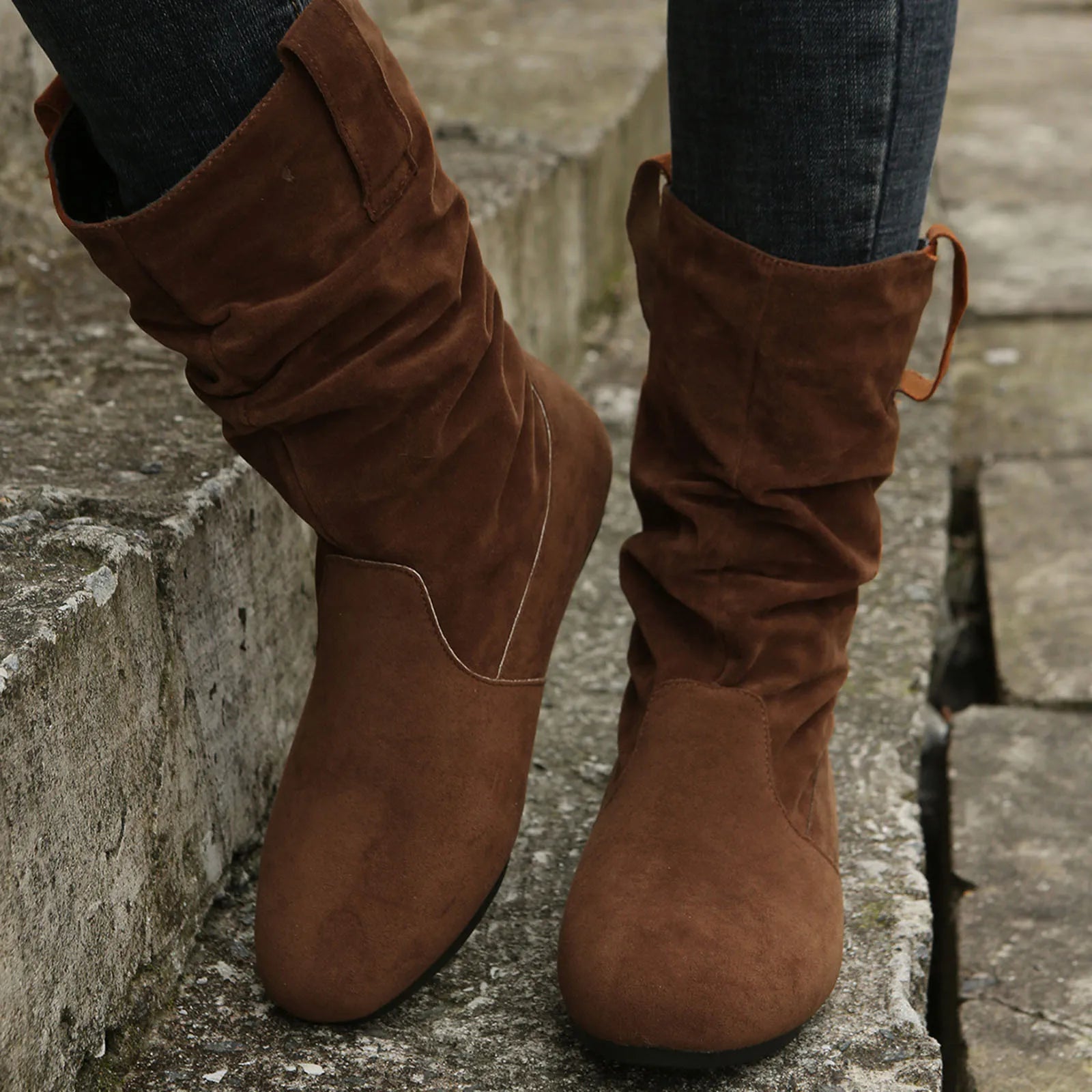 Sexy Animal Print Motorcycle Boots – Canvas Ankle Boots with Spike Heels & Fur
