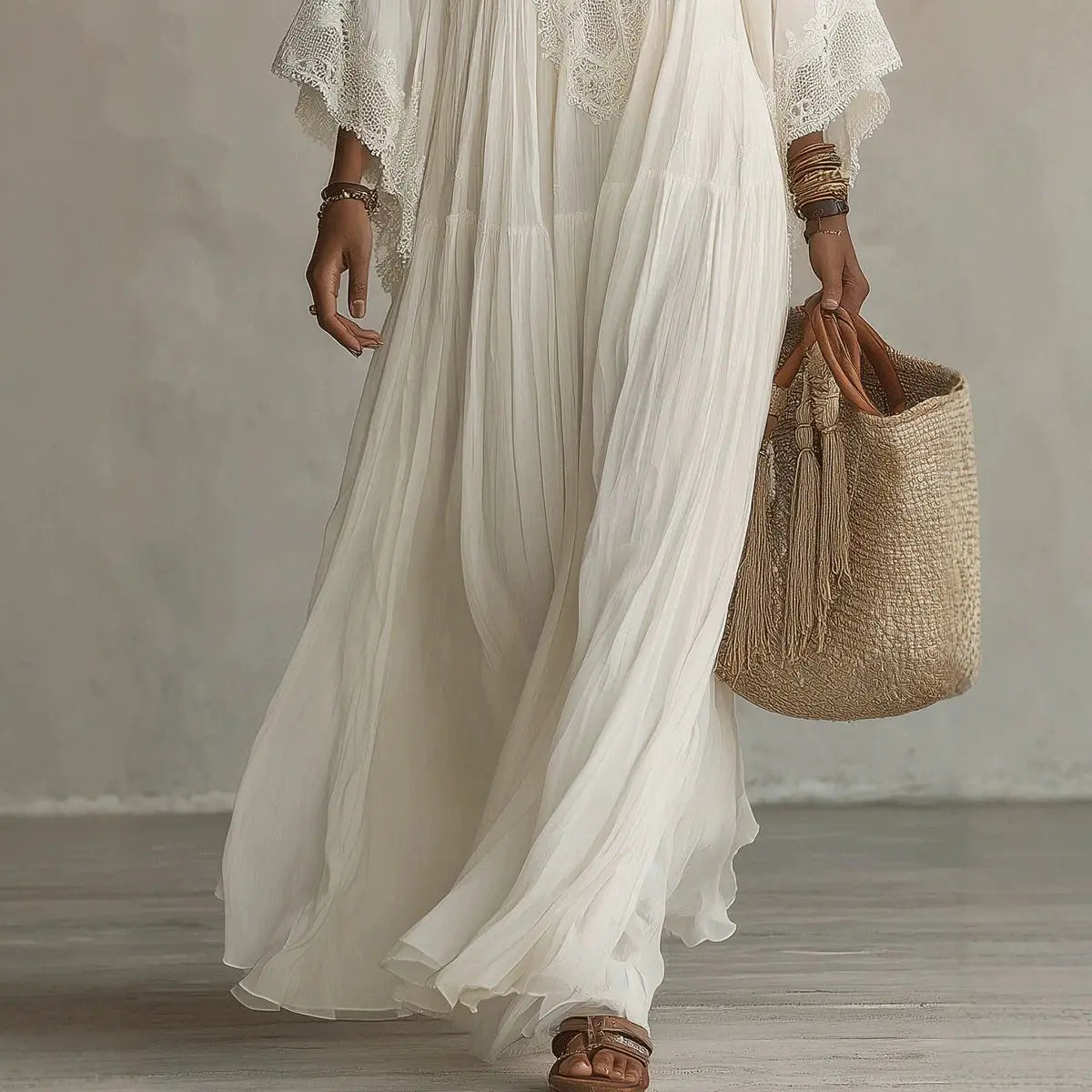Lace V-Neck Robe | OWNLUXE
