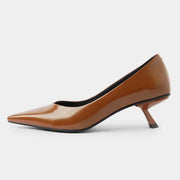 Women's Pointed Toe Leather Vintage Pumps – Shop at OWNLUXE