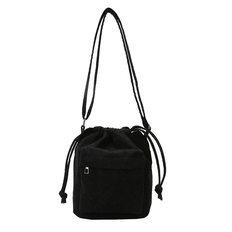 Corduroy Drawstring Bucket Bag | OWNLUXE