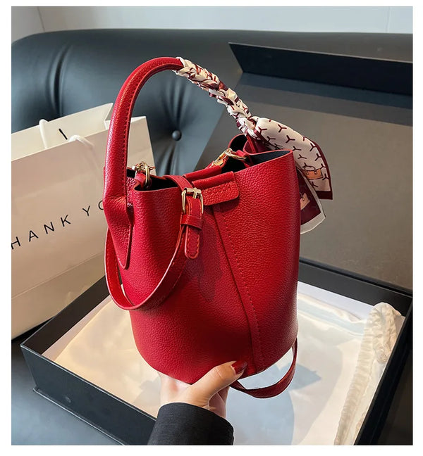 PU Leather Bucket Bag (Red) – Shop at OWNLUXE