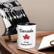 Maple Leaf Canada Canadian Is My Happy Place Mug Funny Ceramic Coffee Cups Tea Mugs Milk Cup Drinkware Gift for Friends