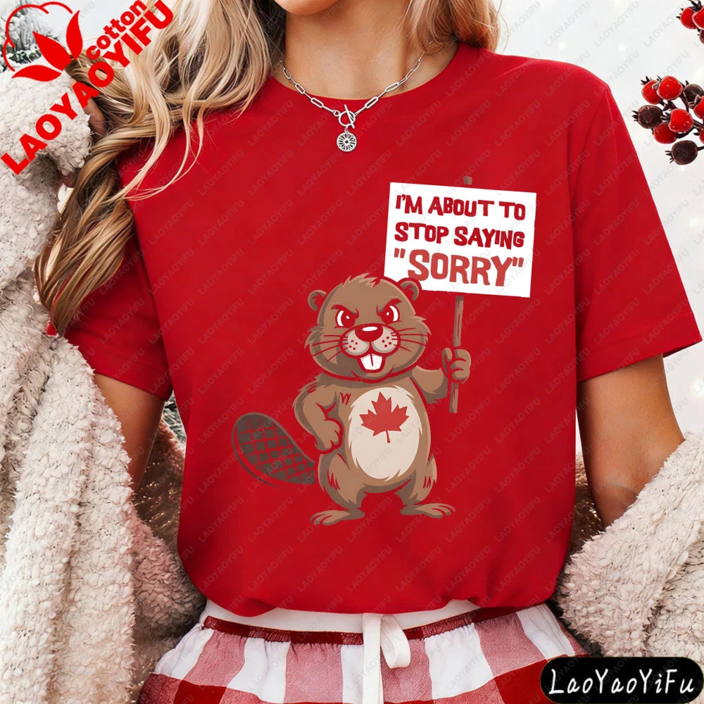 Women's Funny Canadian Protest T-Shirt | Beaver Maple Leaf Tee | OWNLUXE