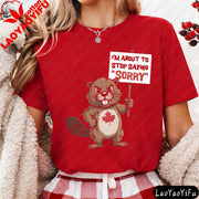 Women's Funny Canadian Protest T-Shirt | Beaver Maple Leaf Tee | OWNLUXE