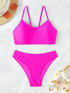 Sexy Woman Swimsuits 2025 Summer Swimwear Women's Bikinis for Female Two Pieces Beach Wear Solid Color Bikinis Set Bathing Suit
