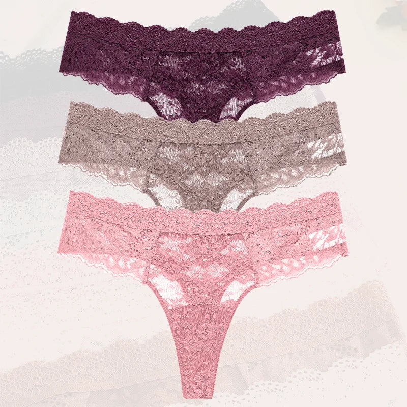 3-Piece Lace Thong Set | OWNLUXE