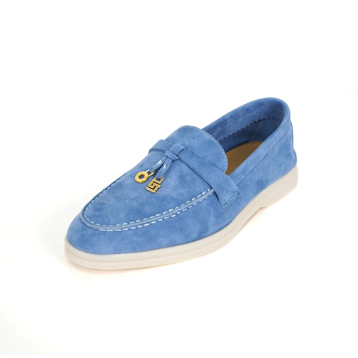 Women's Round Toe Leather Retro Loafers (Blue Grey) – Shop at OWNLUXE