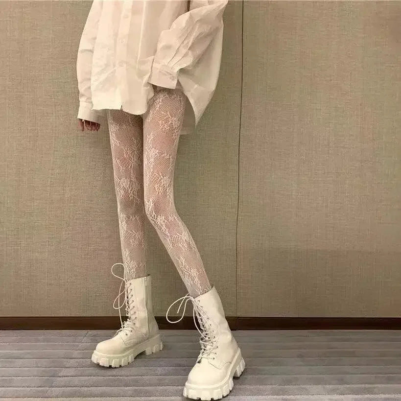 Lace Floral Print Mesh Socks | OWNLUXE