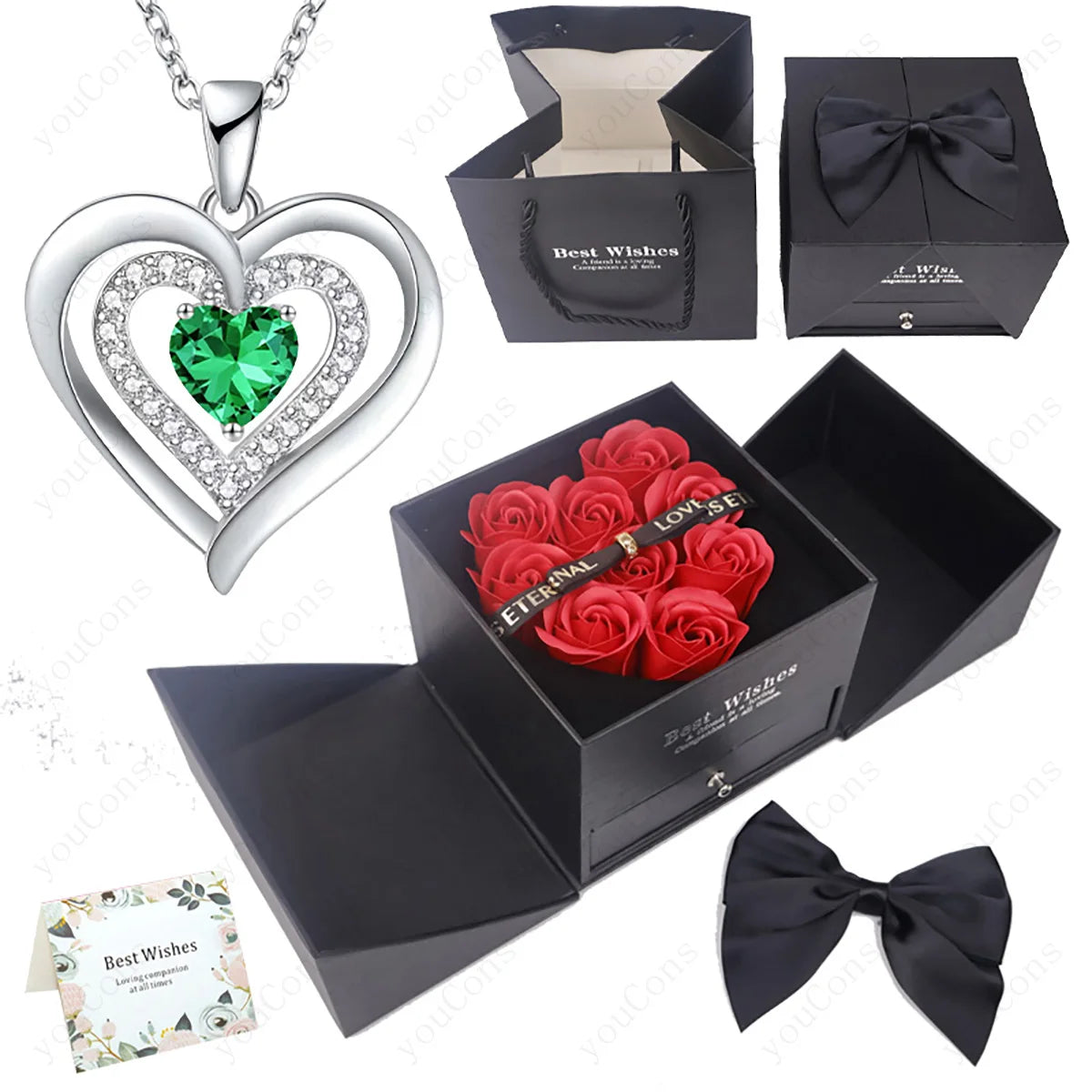 Heart Zircon Pendant Necklace – Comes in Rose Bow Gift Box | OWNLUXE