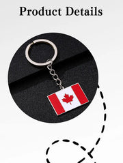 Canada Flag Themed Keychain - Stainless Steel Oil-Drop Pendant Unisex Accessory