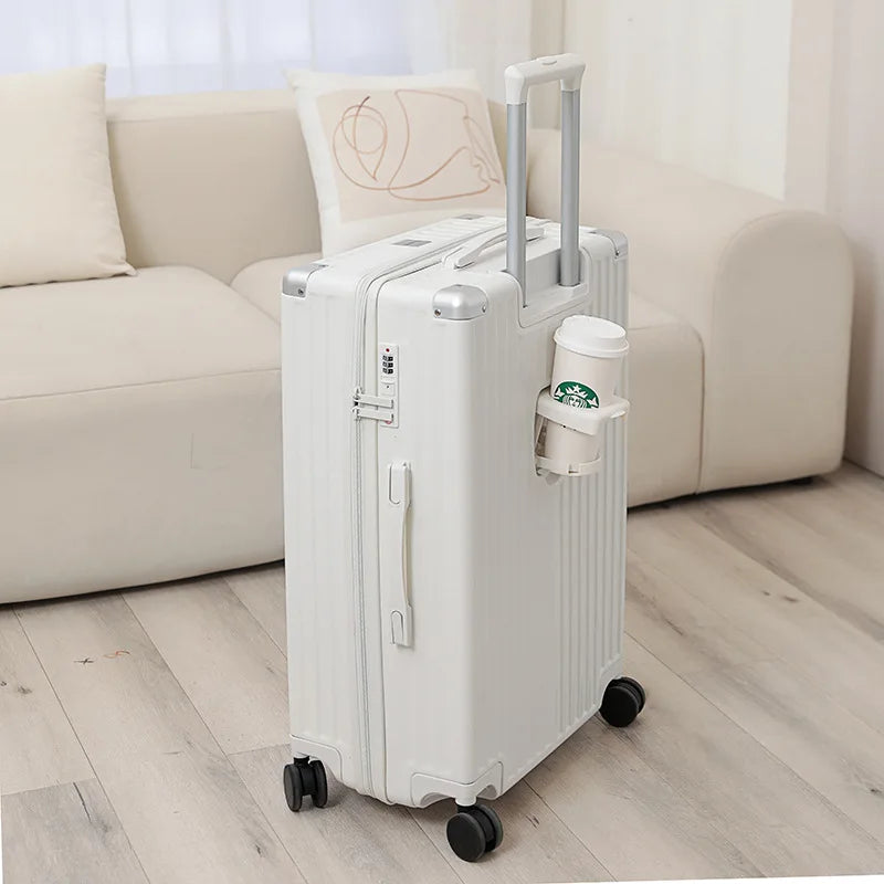 Carry On Luggage with Cup, Phone Holder and USB – Hard Shell Spinner Suitcase