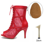 Load image into Gallery viewer, Mesh Zip Dance Ankle Boots – Cuban Heel Ballroom &amp; Latin
