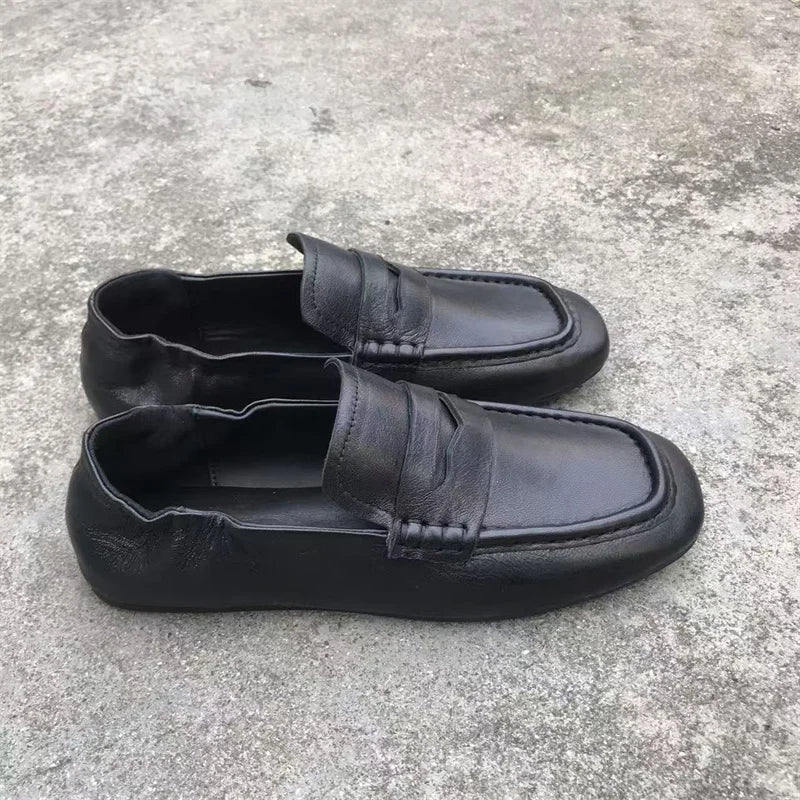 Leather Set Flat Loafers | OWNLUXE