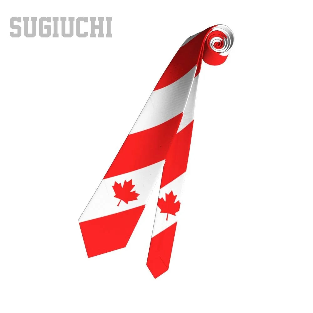 Canada Flag Emblem Neck Tie – Slim Plaid Tie for Wedding, Business & Canada Day