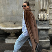 Neo Mint Luxury Faux Mink Fur Coat - Women's Long Winter Overcoat with Crystal Hooks