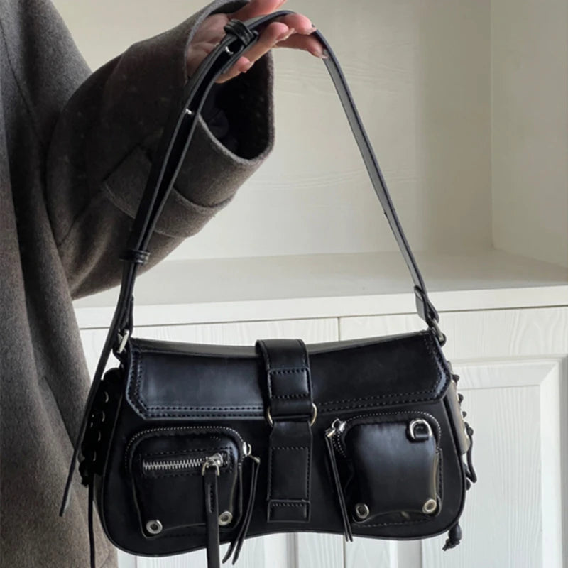 Black Leather Structured Handbag | OWNLUXE