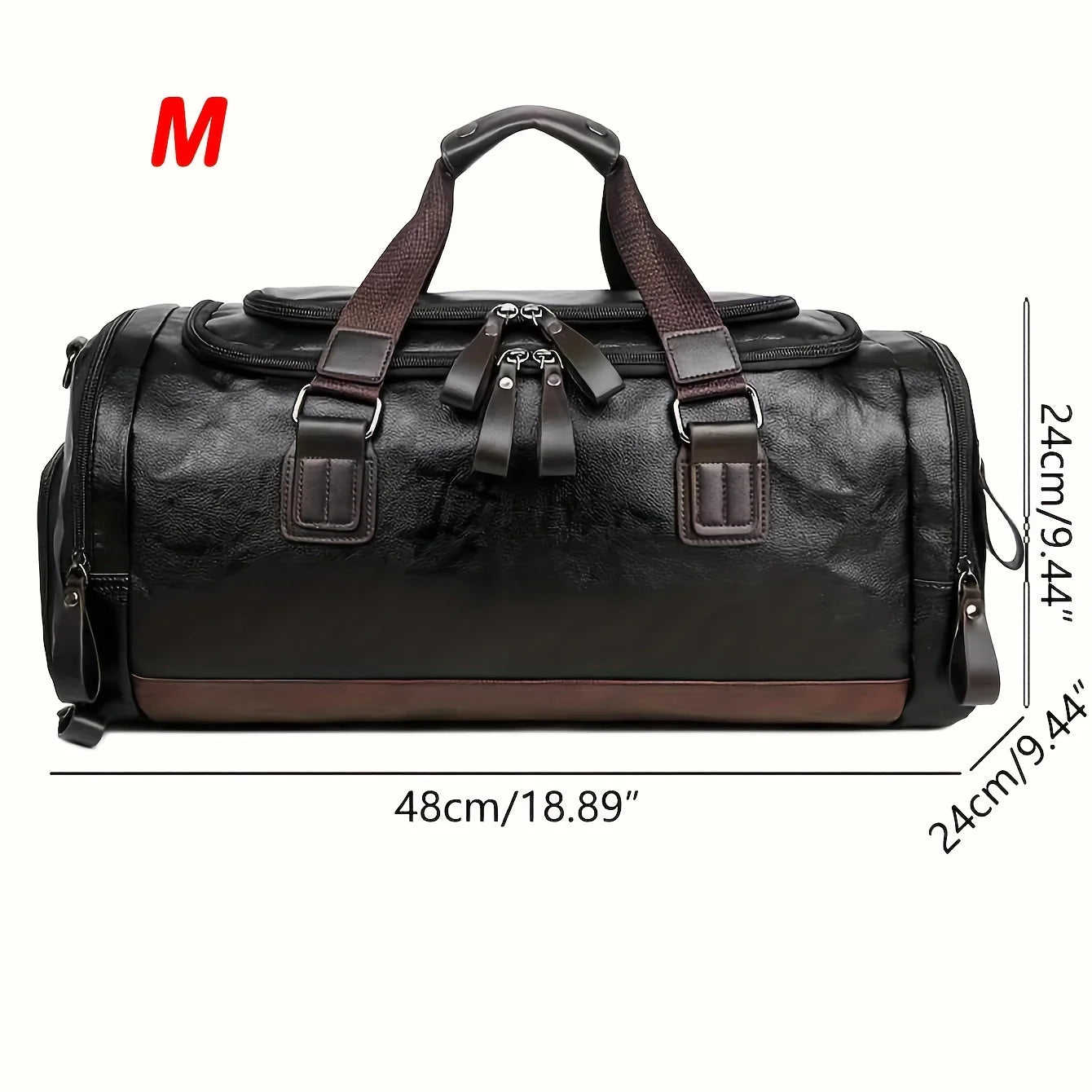 Multi-Compartment PU Leather Adjustable Travel Duffel Bag | OWNLUXE