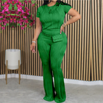 Load image into Gallery viewer, ✨ Women’s Summer 2-Piece Set – Short Sleeve Top &amp; High-Waisted Pants | Ensemble estival 2 pièces pour femme – Haut manches courtes et pantalon taille haute
