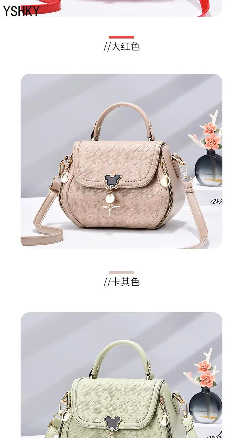 Genuine Leather Tote Bag - Bow Detail Bucket Bag