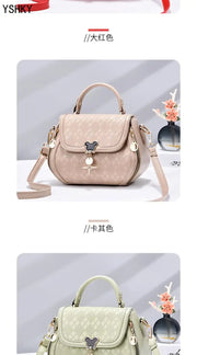 Genuine Leather Tote Bag - Bow Detail Bucket Bag