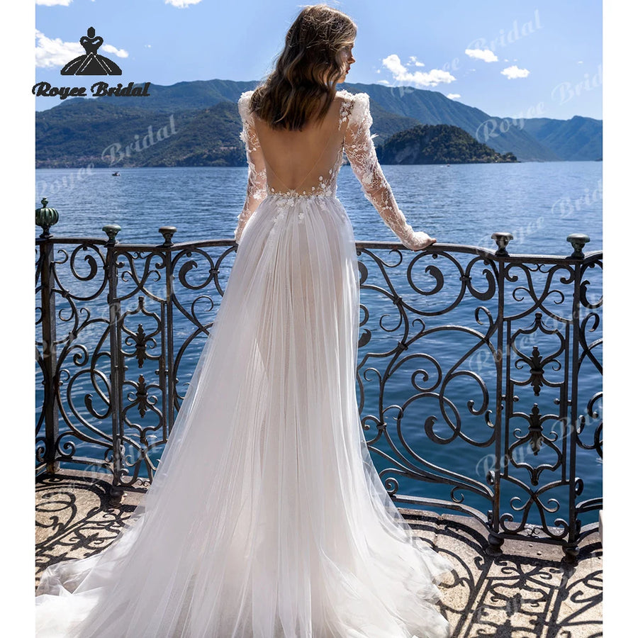 V-Neck Appliques Line Dress | OWNLUXE