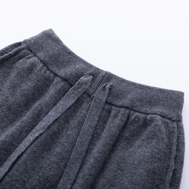 Wool Relaxed-Fit High-Waist Knit Pants | OWNLUXE