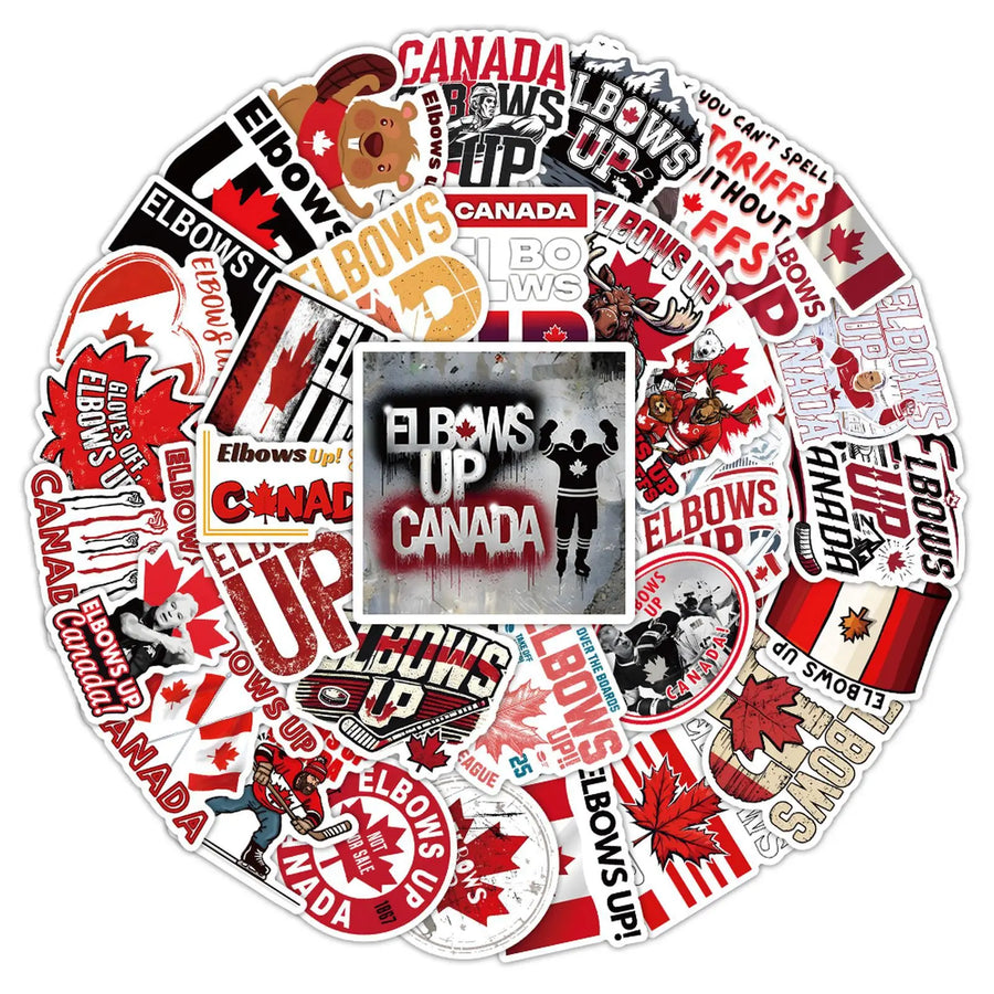 Elbows Up Canada Stickers - 54pc Waterproof Set