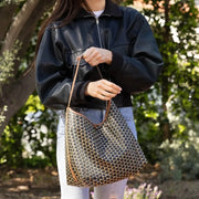 Spacious Leather Monogram Shoulder Bag – Shop at OWNLUXE